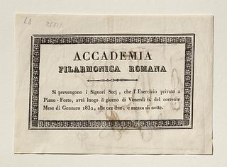 C87v Invitation from Accademia Filarmonica Romana