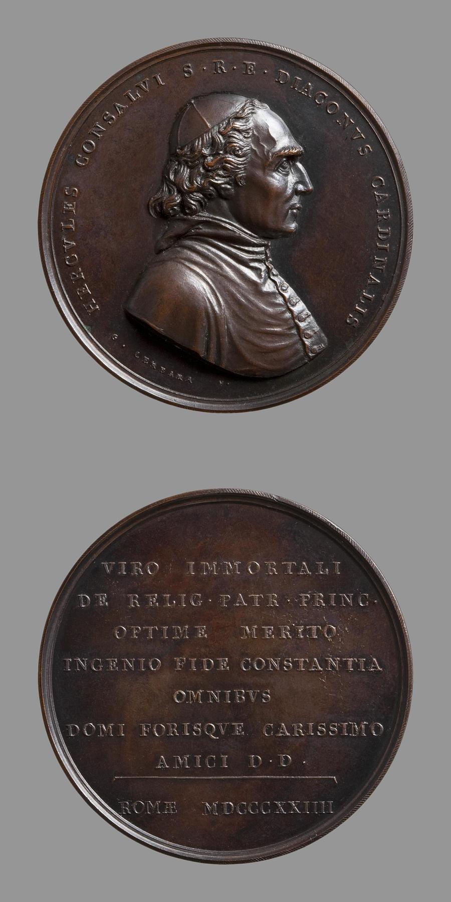 Medaljens forside: Kardinal Ercole Consalvi. Medaljens bagside: Indskrift, F40