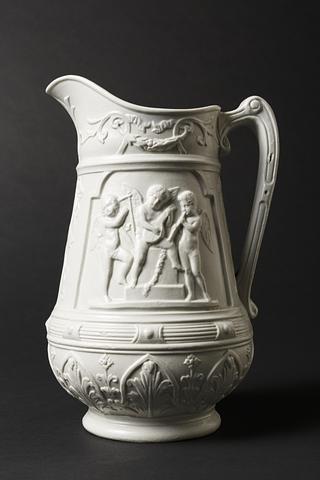 G365 Faience Jug with the Motifs Music Geniuses Play and Music Geniuses Sing