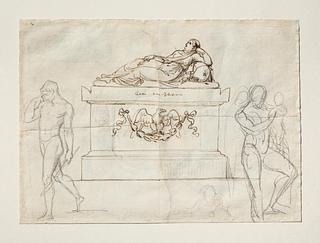 C182r Monument (to Queen Luise?). Two nude male figures