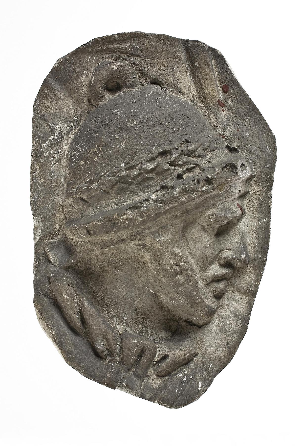 Hoved af romersk rytter iklædt hjelm, L326rr