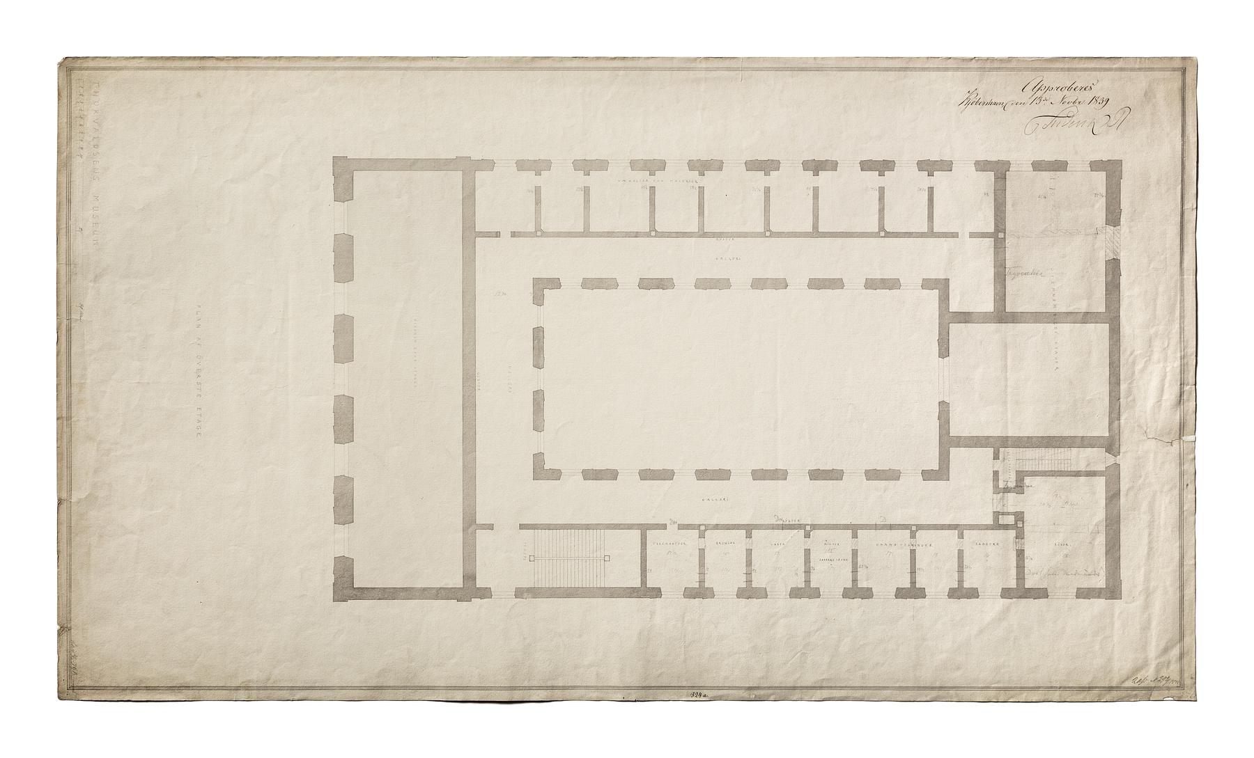 Thorvaldsens Museum, plan af første sal, D1600