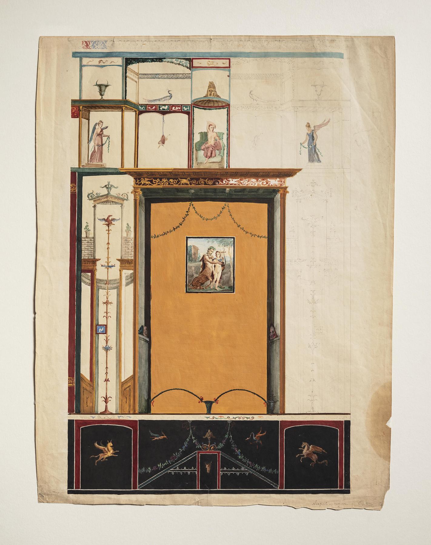 Vægdekoration fra Napoli med Chiron, D1804
