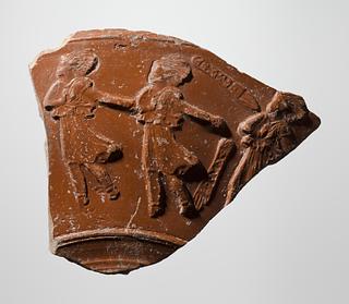 H812 Bowl with relief decoration of maenads and name stamps