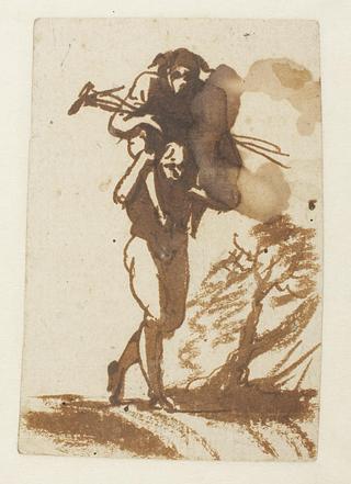 D1000 Mand der bærer en anden mand på ryggen