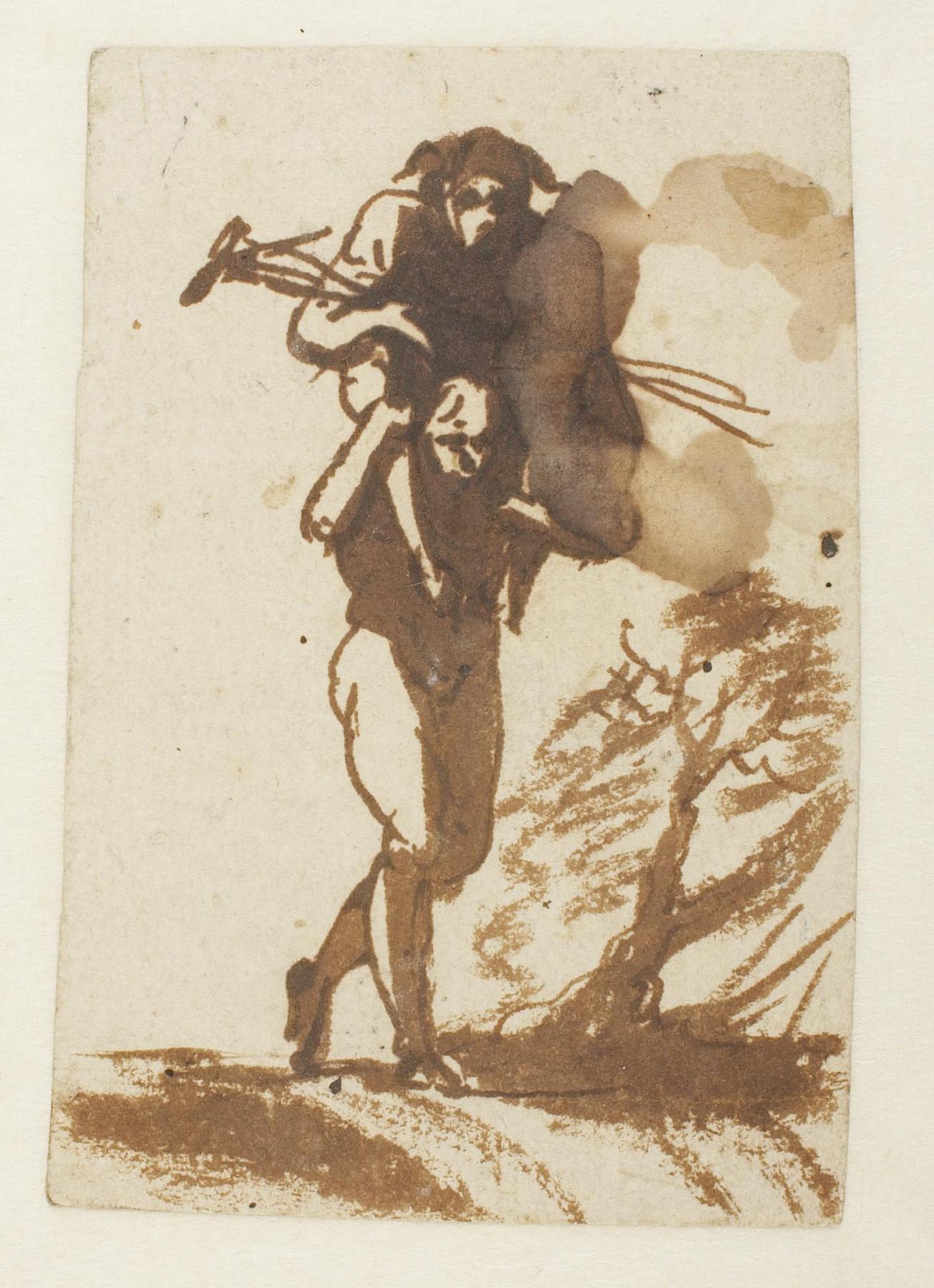 Mand der bærer en anden mand på ryggen, D1000