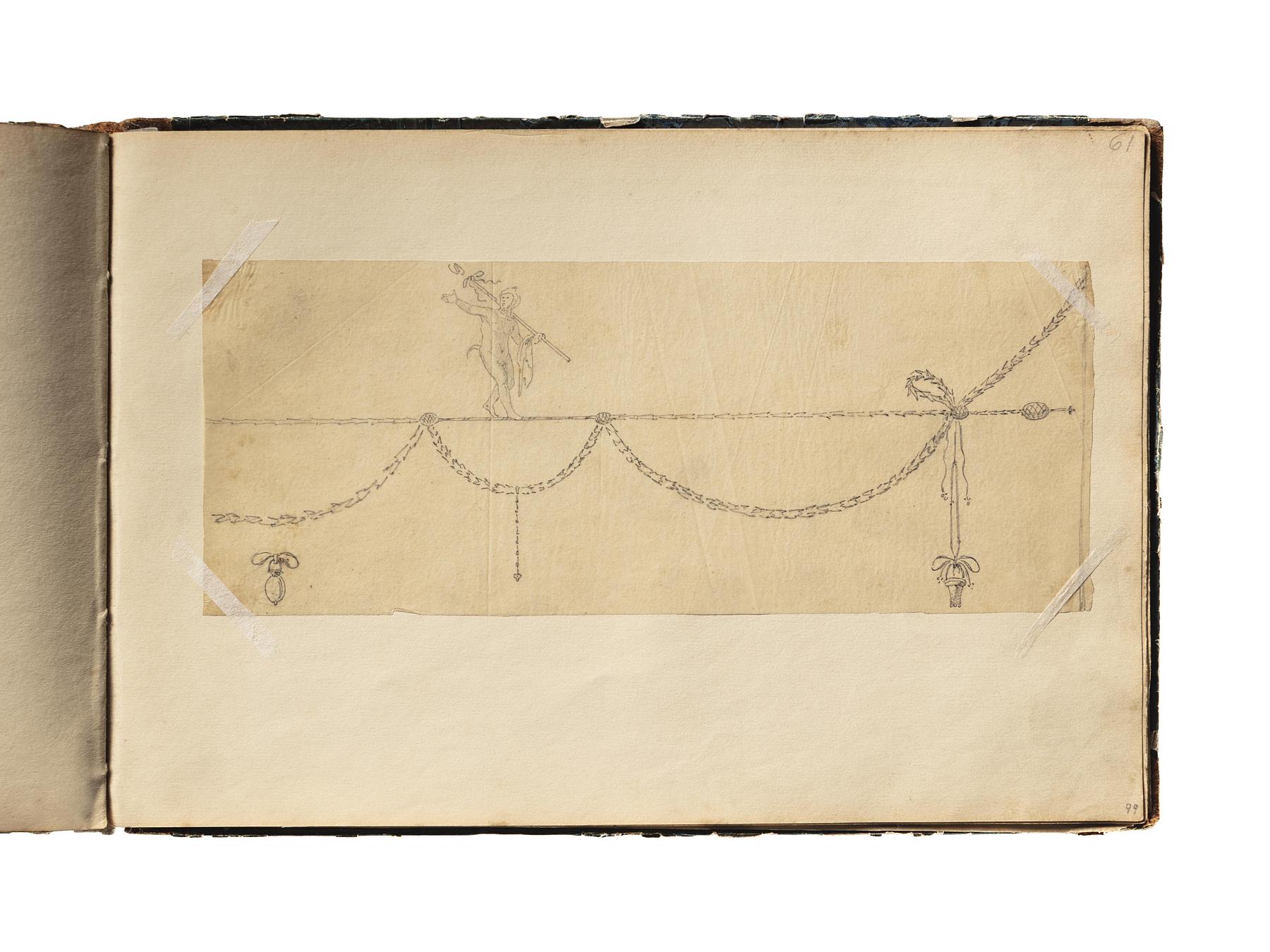 Ornament med figur med thyrsosstav, D1827,99