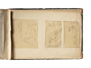D1827,111 Vase and Bird. Cupid and Dog hunt a Deer. Cupid and Dog hunt a Rabbit