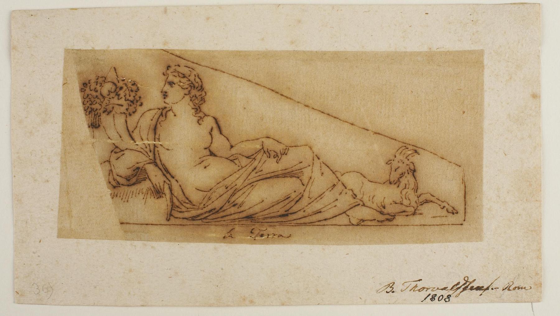 La Terra. Sketch of a figure at first intended for the Copenhagen City Hall and Court House, and later for the Pediment at Christiansborg Palace, CX6