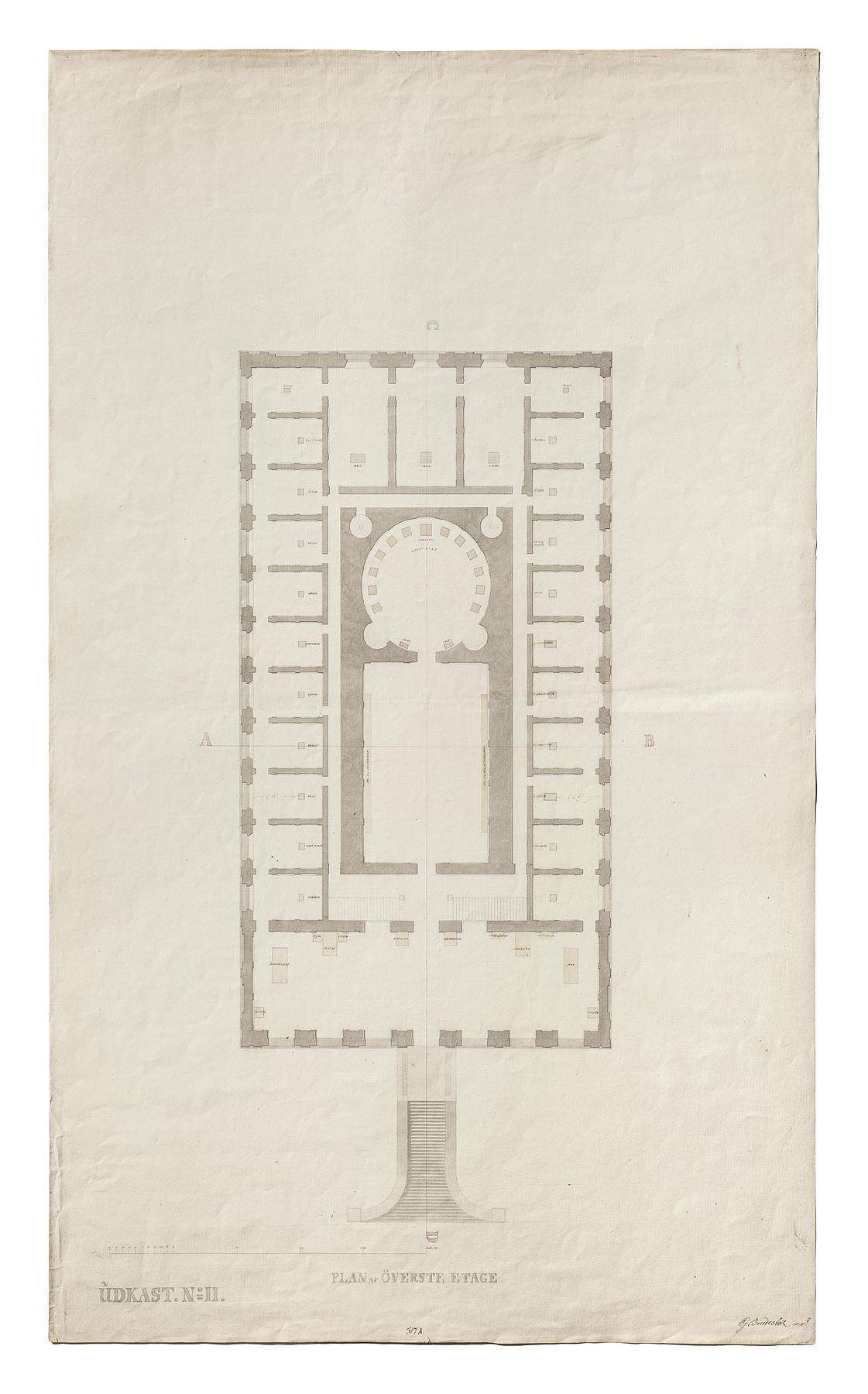 Thorvaldsens Museum, Sketch No. 2 for the First Floor Plan, D1612