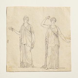 C142v Two statues of Roman females