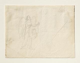 C179v Engel der holder et klæde med portrætskitser til ubekendt gravmæle