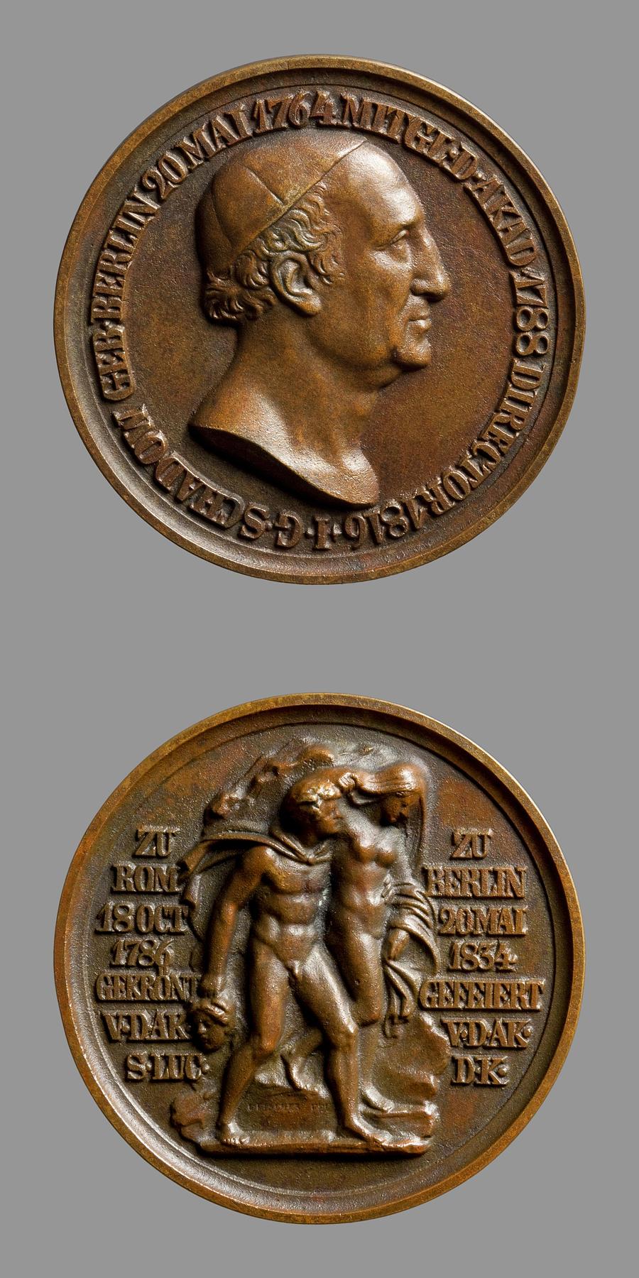 Medaljens forside: Johann Gottfried Schadow. Medaljens bagside: Perseus og Andromeda, F61