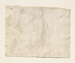 C180 Hovering angel holding a cloth with a portrait sketch for an unknown sepulchral monument