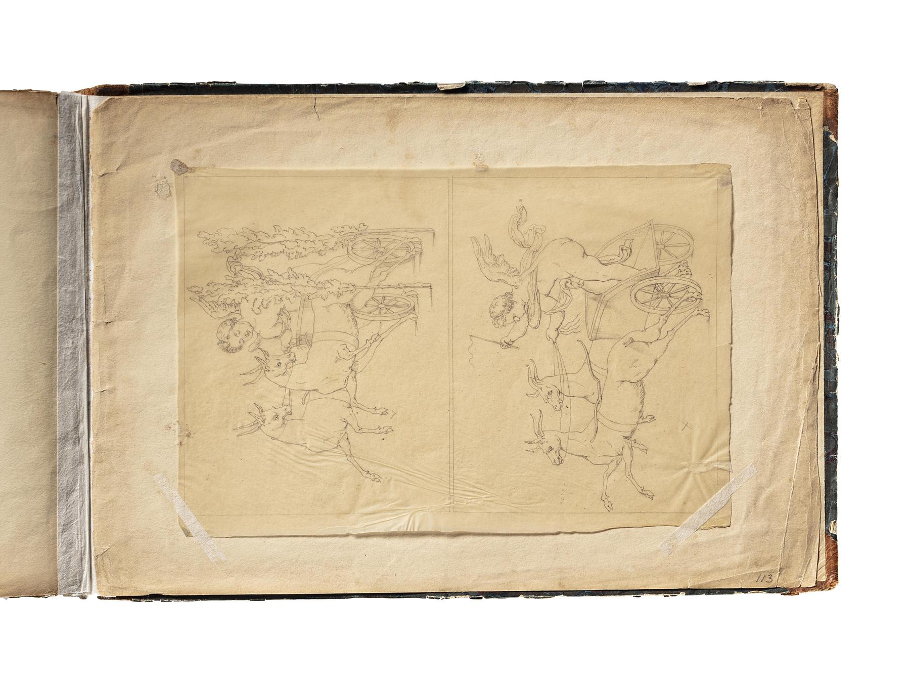 Putto på vogn trukket af to geder, D1827,113