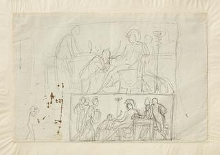 C162r Priamos bønfalder Achilleus om Hektors lig