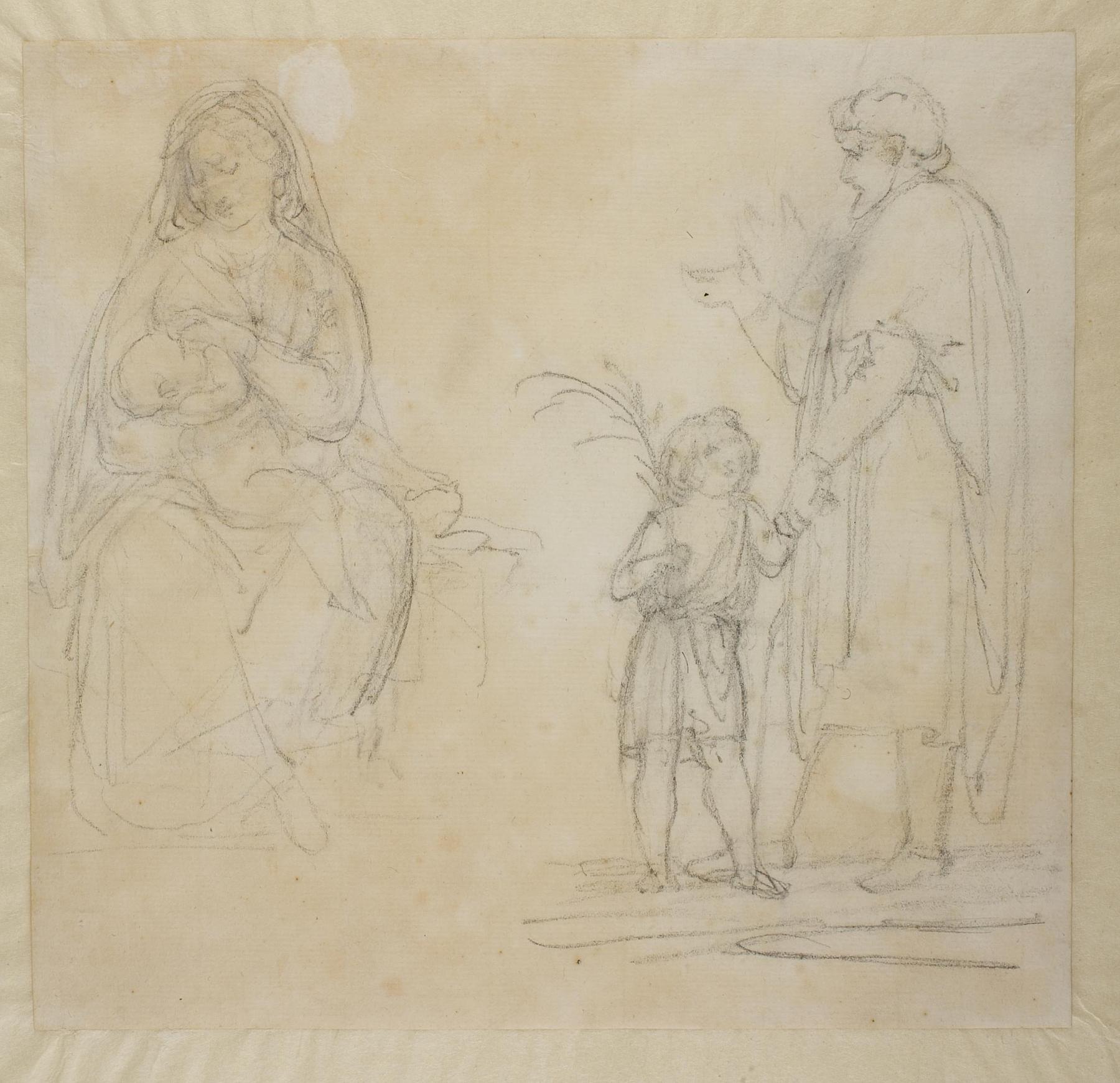 Maria med barnet. Mand og en dreng med en palmegren, C1104
