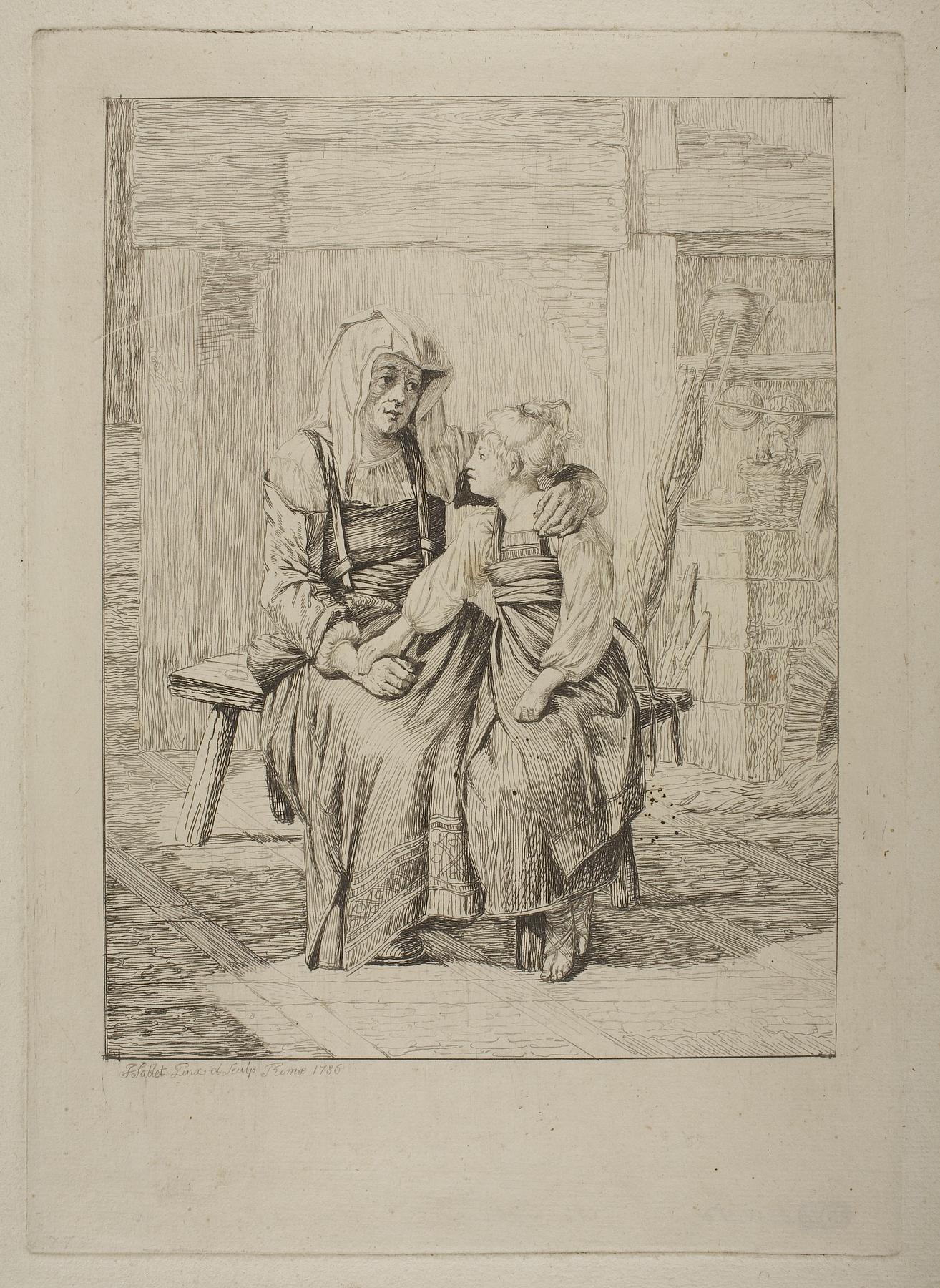 Farmers Wife Seated with her Daughter, E1047