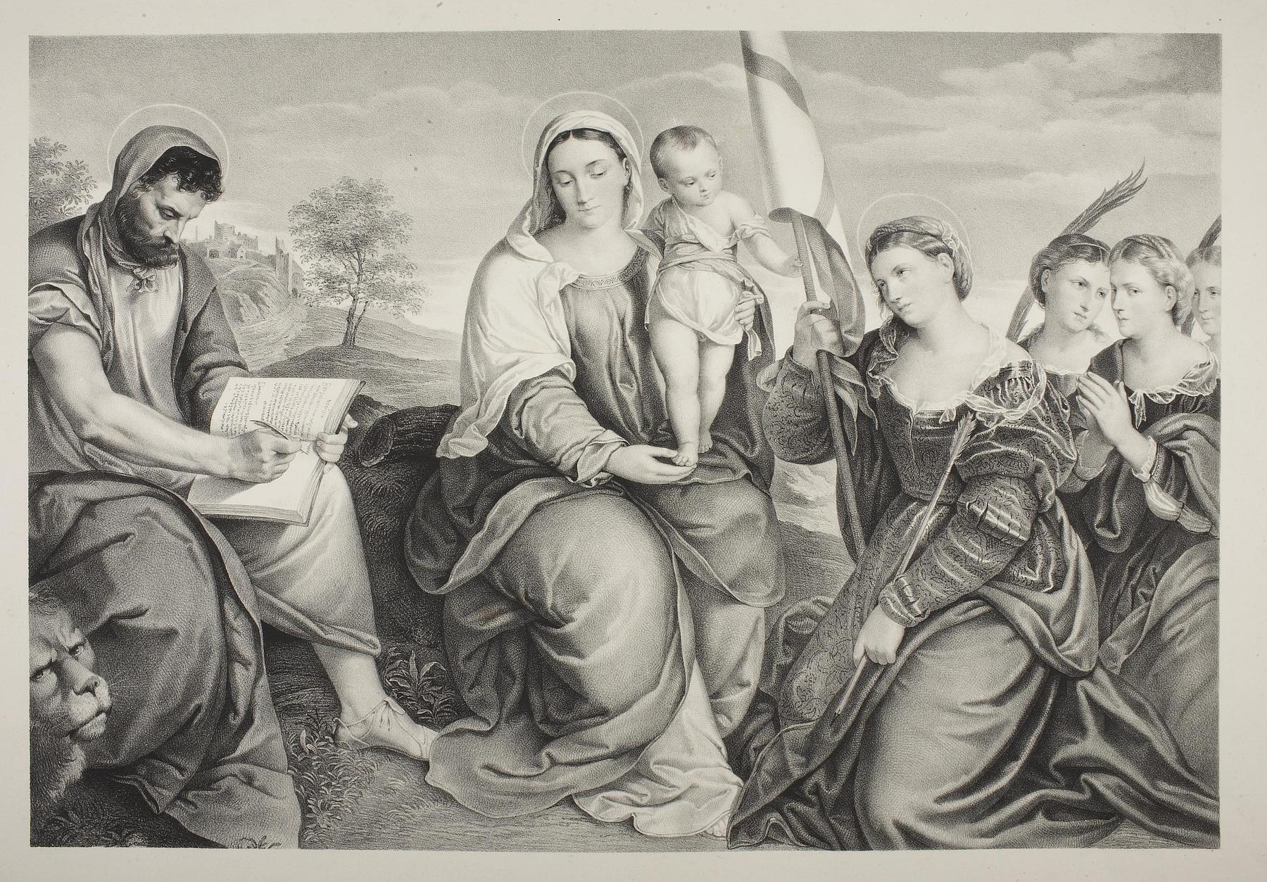 Maria med barnet, Markus, Sankt Ursula (?) og hendes følge, E1966