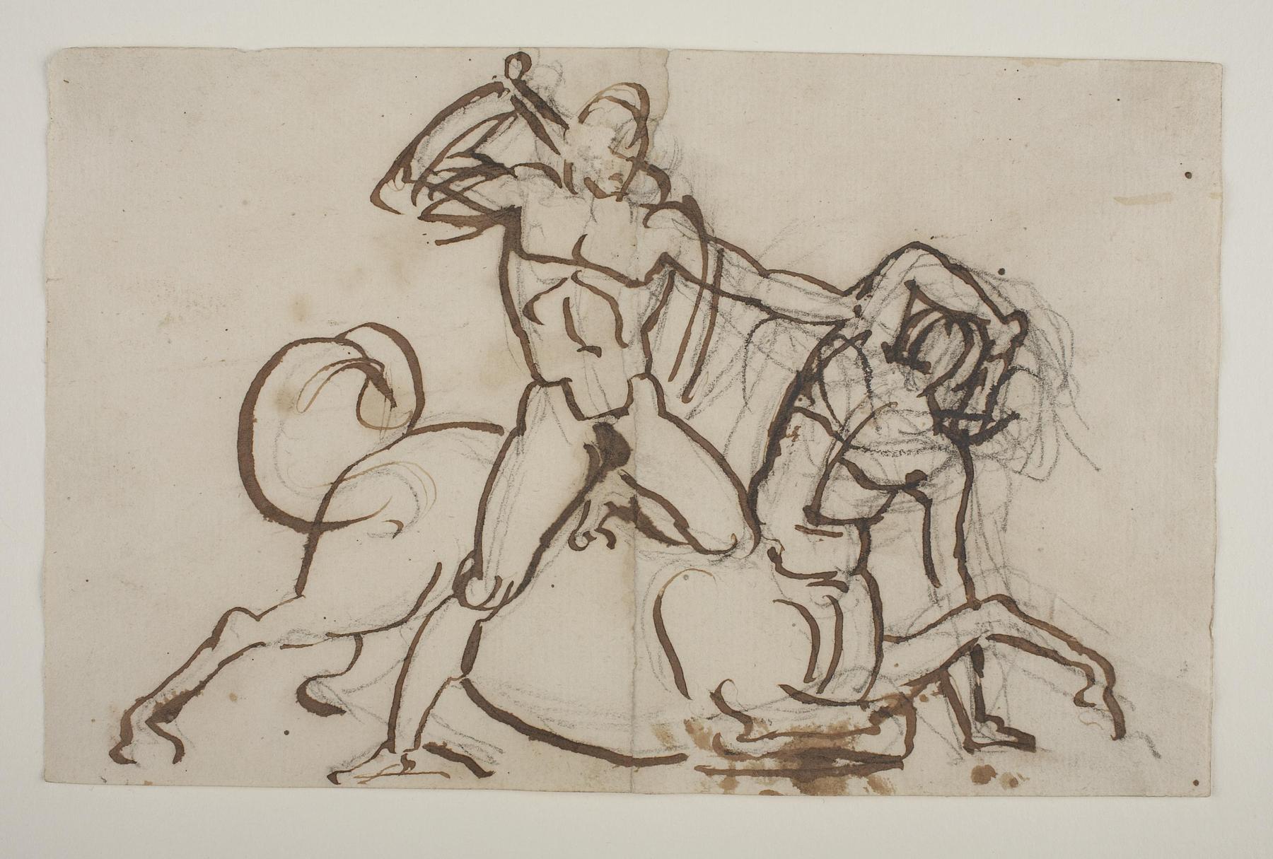 En hero (Theseus?) i kamp med en kentaur, C9