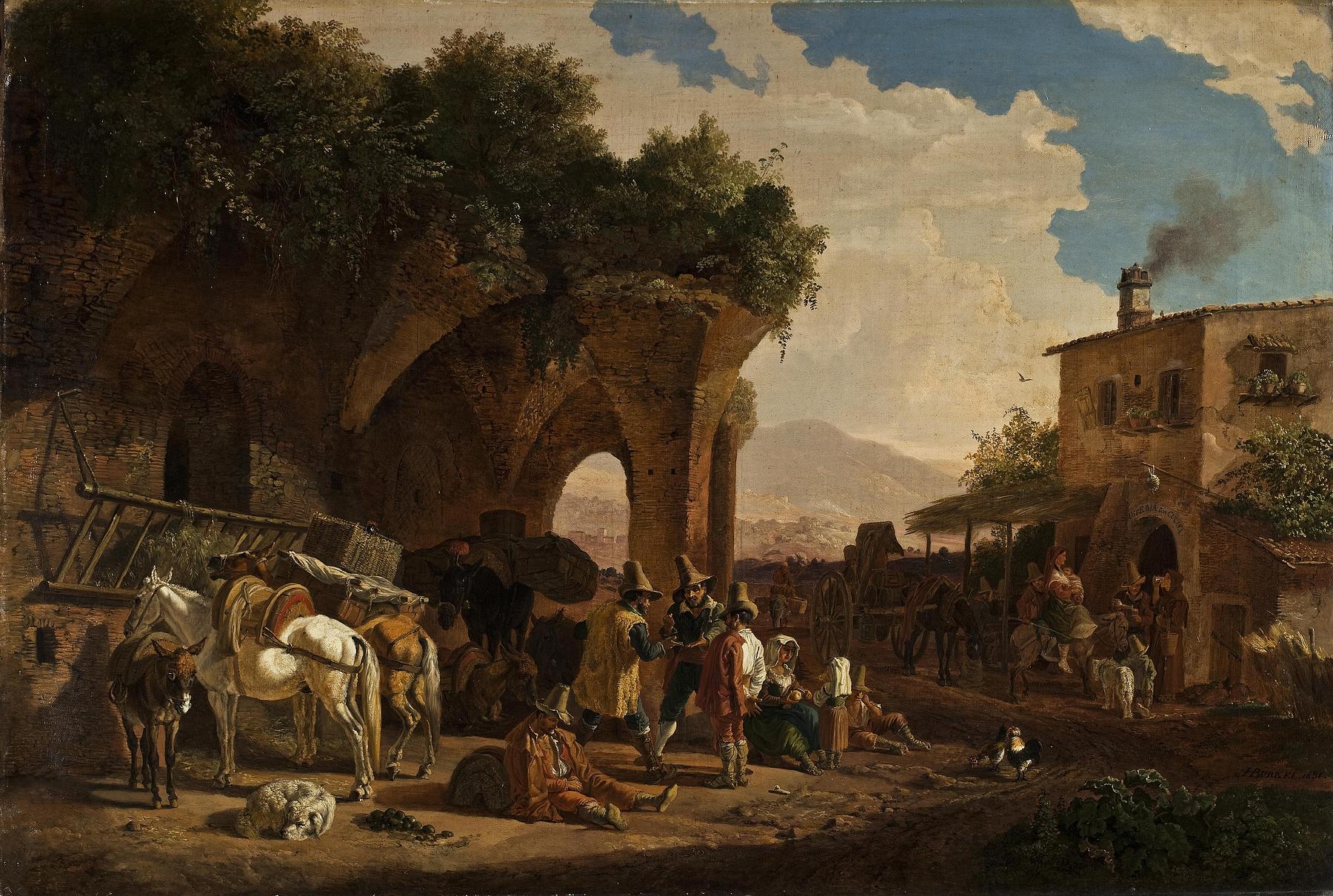 Roman Peasants in Front of an Italian Osteria, B106