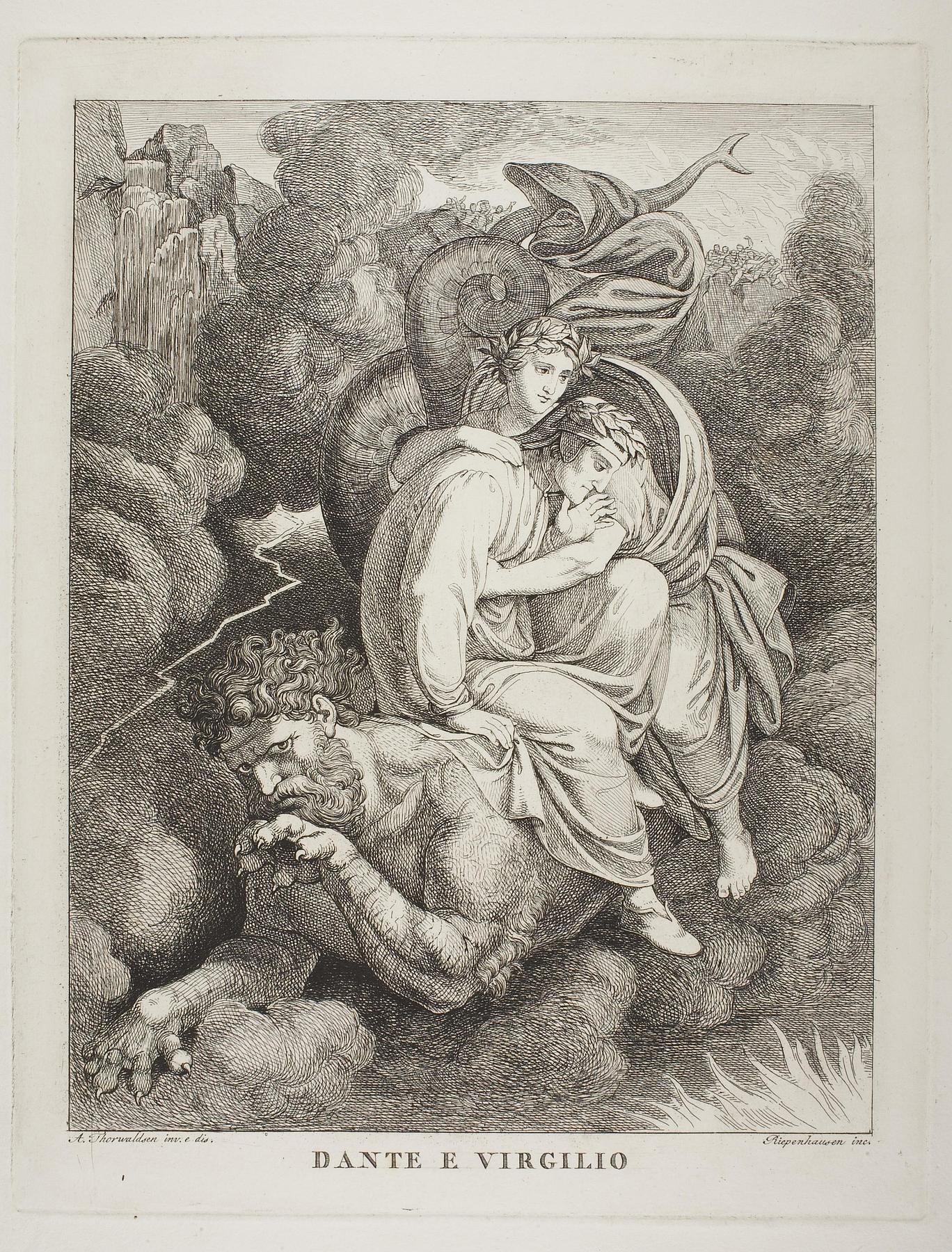 Dante and Virgil conveyed by the Monster Geryon, E105