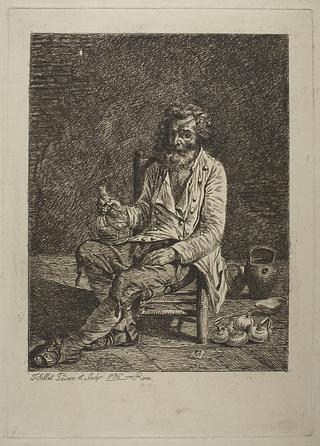 E1046 Humble Man Seated with a Bottle in his Hand