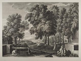 E904 Historic Landscape with Fountain and Figures