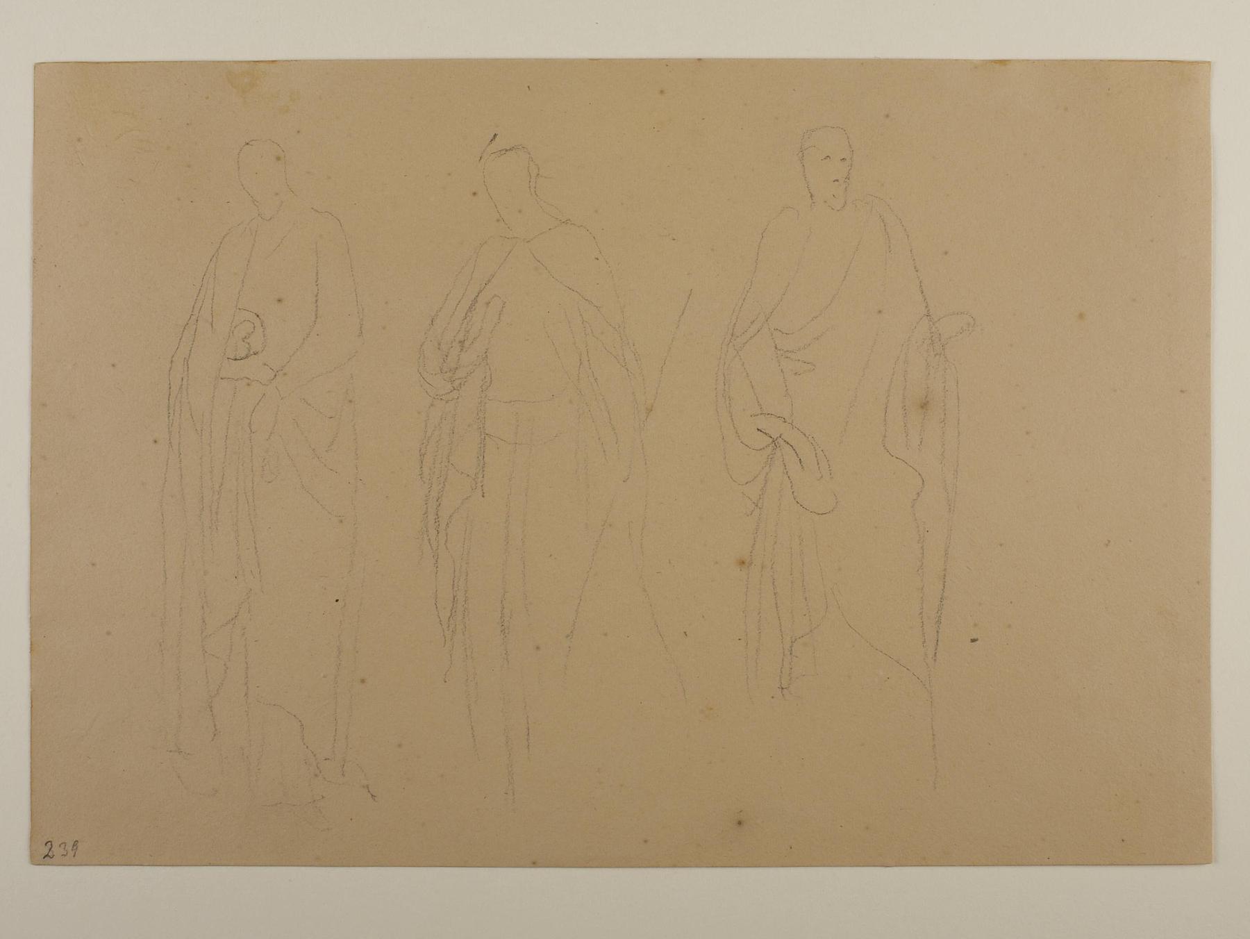 Three men in coats and mantles. Apostles (?), C239r