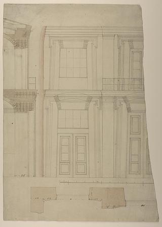 D1762 Thorvaldsens Museum, Ground Plan, Elevation and Section of Facade in the Courtyard