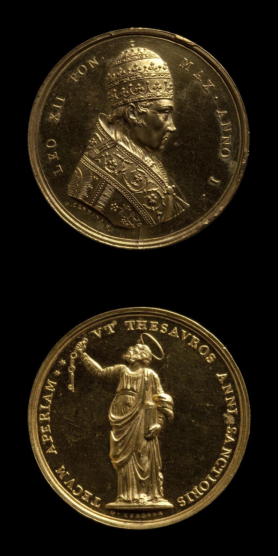 Medaljens forside: Leo 12. Medaljens bagside: Sankt Peter, F41