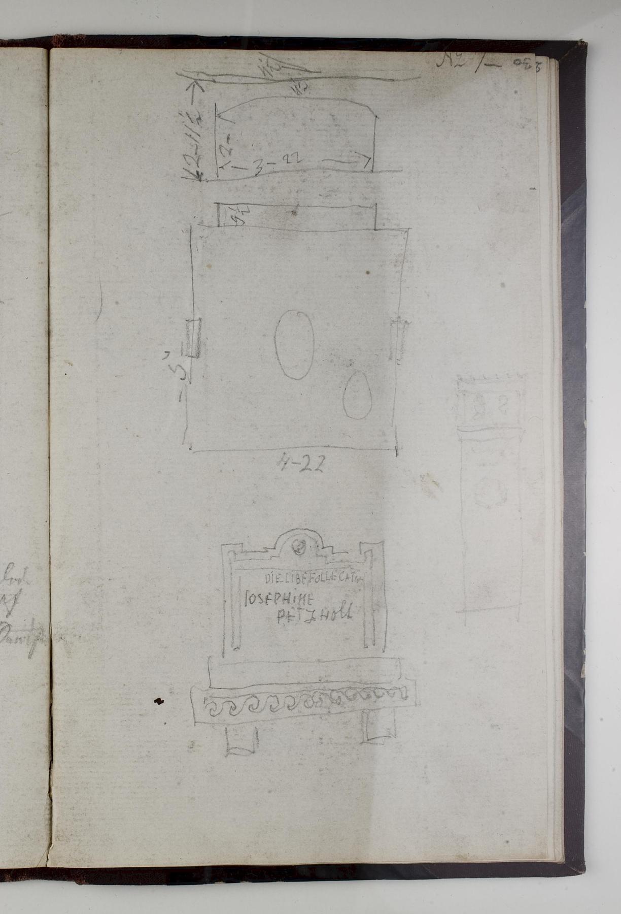 Sepulchral Monument to Josephine Petzholdt, Plan and Elevations, D1778,30