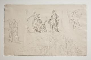 C28 Alexander and Diogenes. Andrew the Apostle. Hymen (possibly with Cupid). Pediment with The Resurrection of Christ