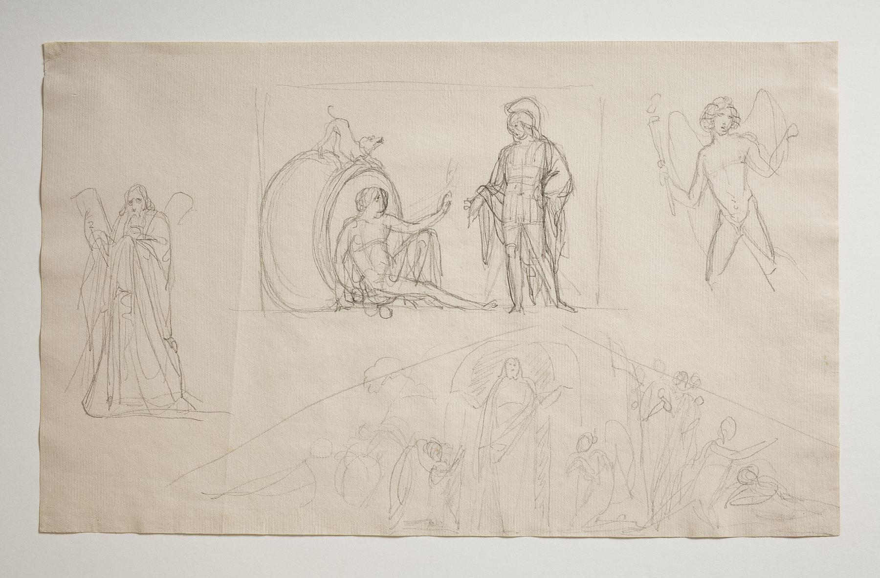 Alexander and Diogenes. Andrew the Apostle. Hymen (possibly with Cupid). Pediment with The Resurrection of Christ, C28