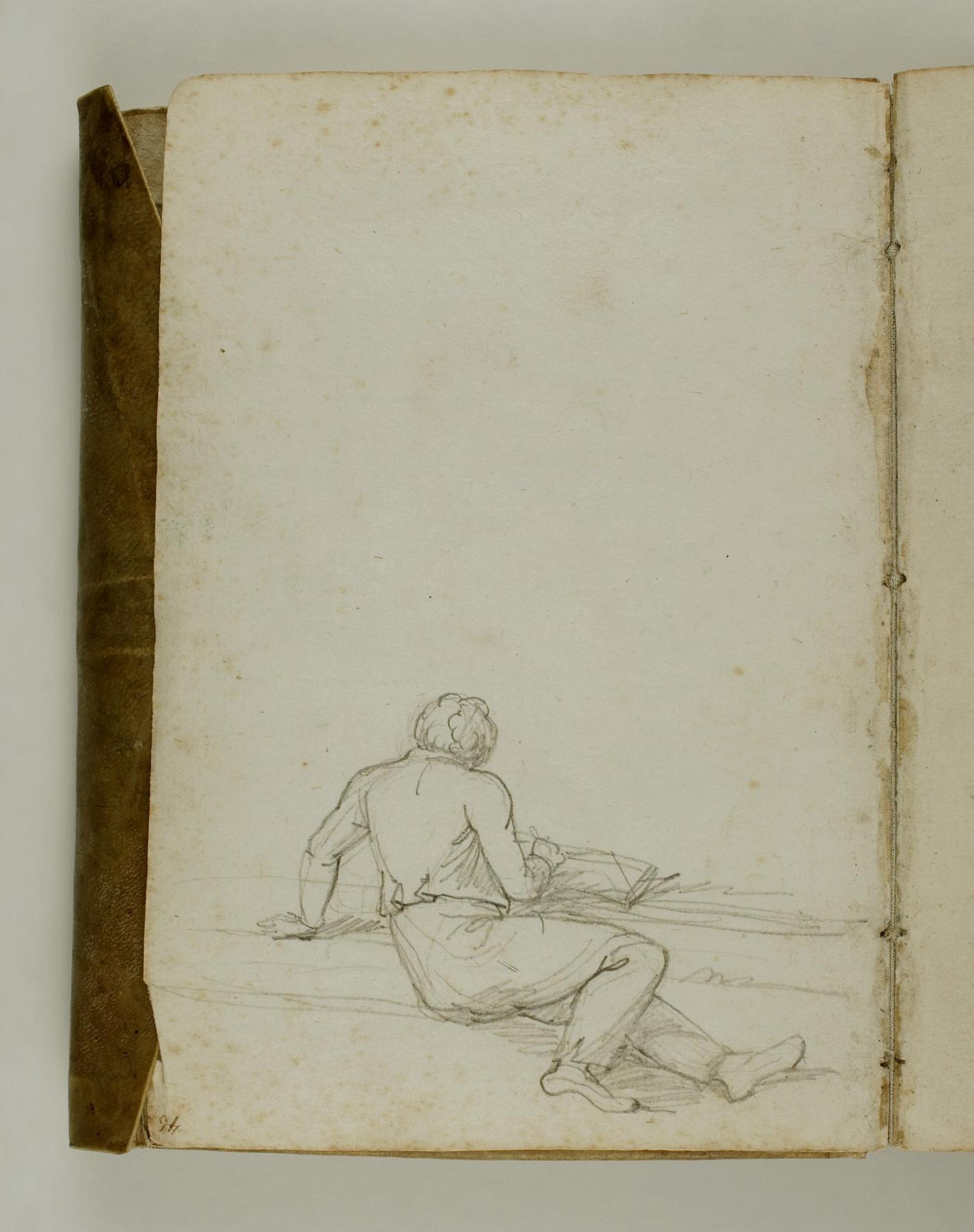 Artist reclining and drawing, C562,46r