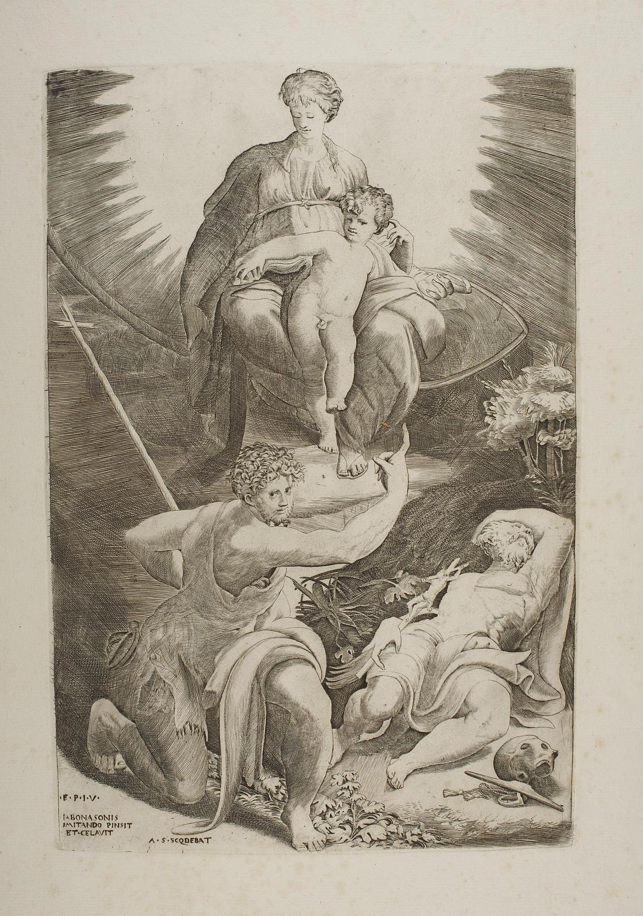 Saint Jerome's vision of Madonna with Child and John the Baptist, E1791