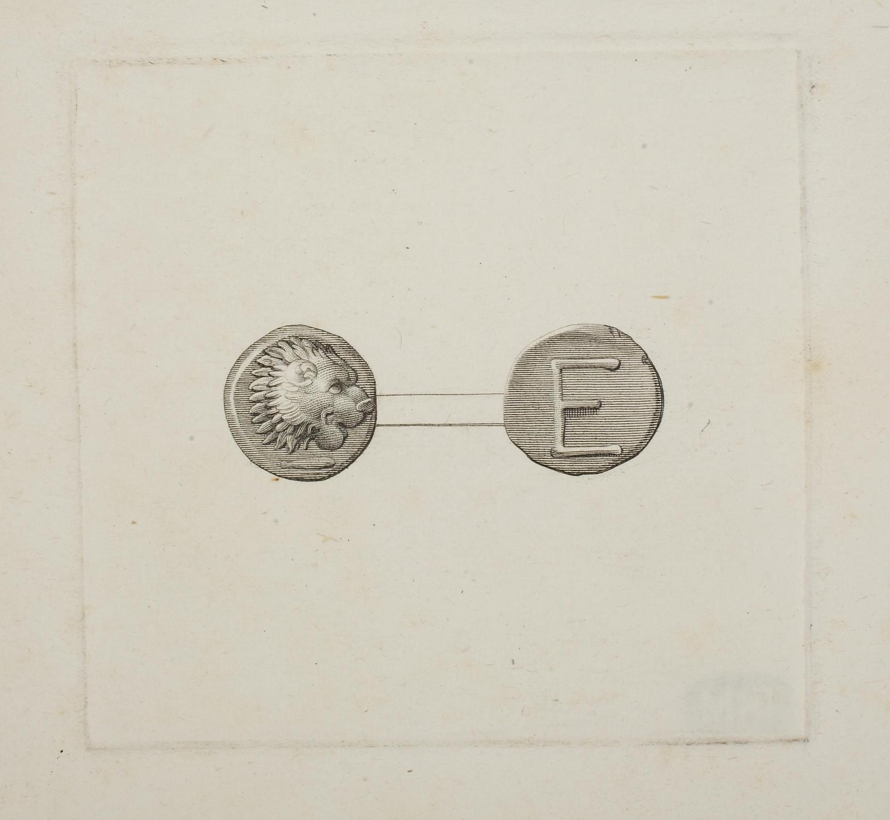 Græske mønt for- og bagside, E1557