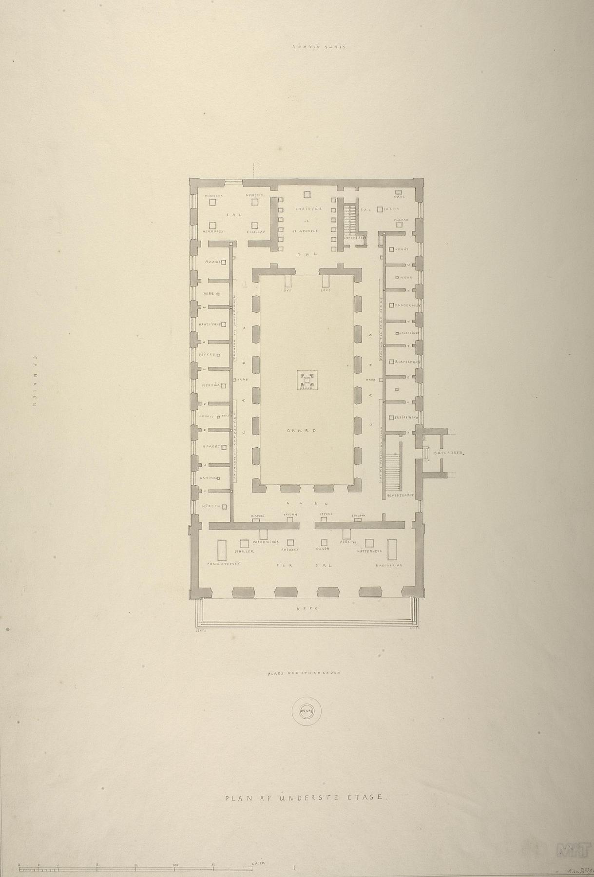 Thorvaldsens Museum, plan af stuen, D805