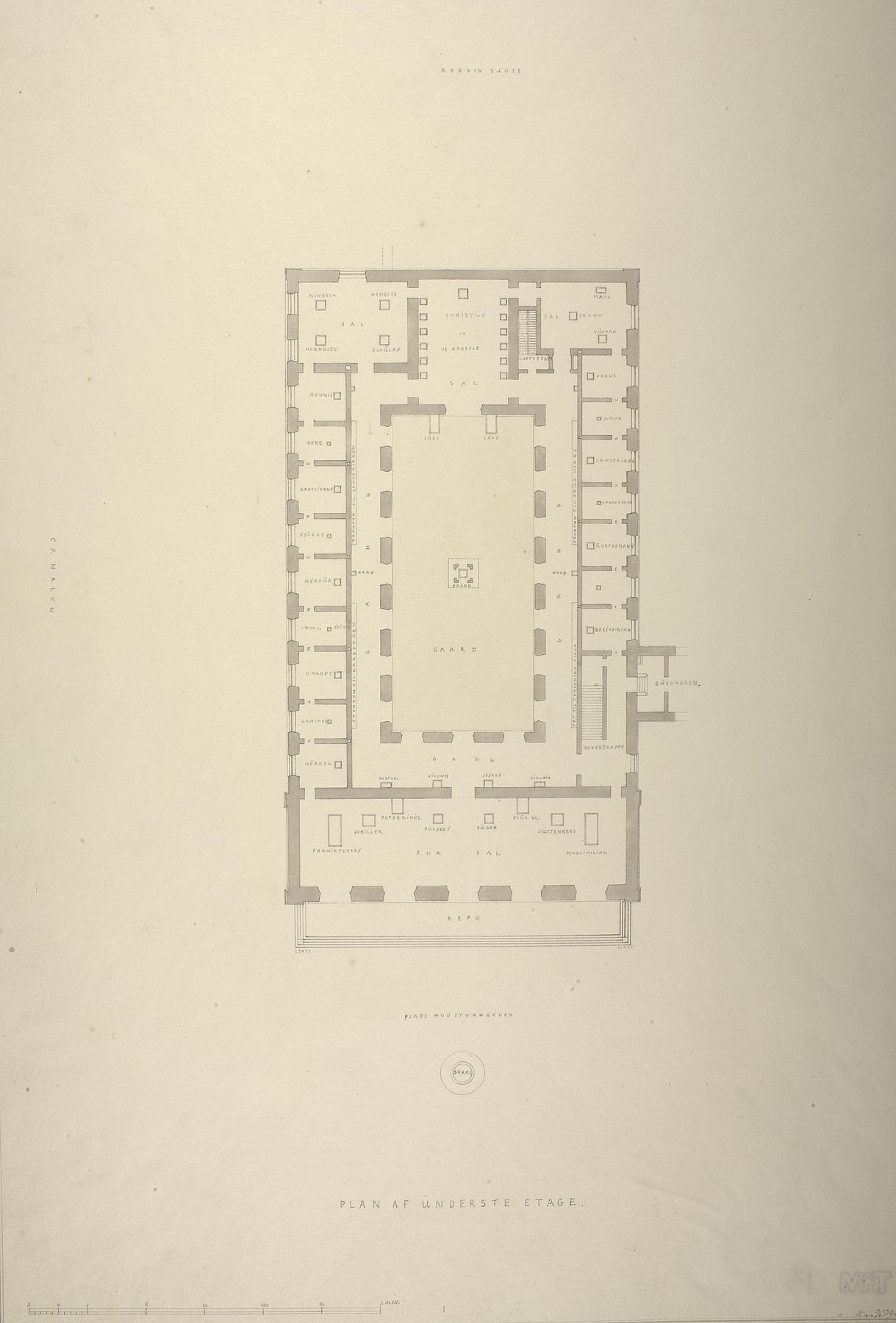 Thorvaldsens Museum, plan af stuen, D805