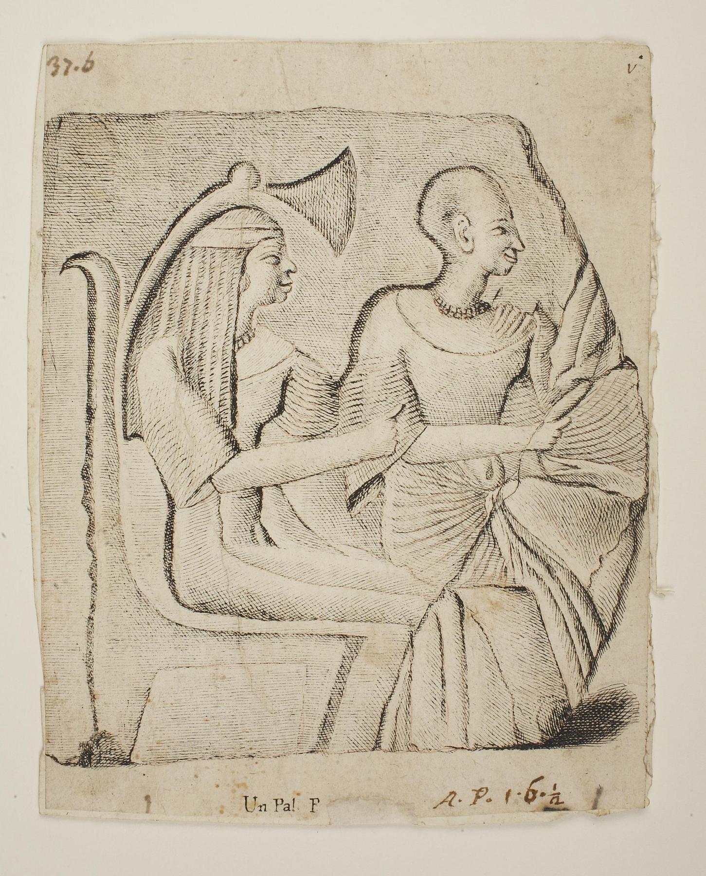 Two Egyptian figures seated, E2265