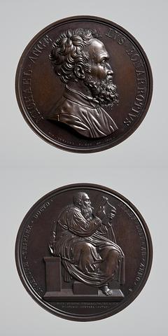 F49 Medaljens forside: Michelangelo. Medaljens bagside: Profeten Zakarias