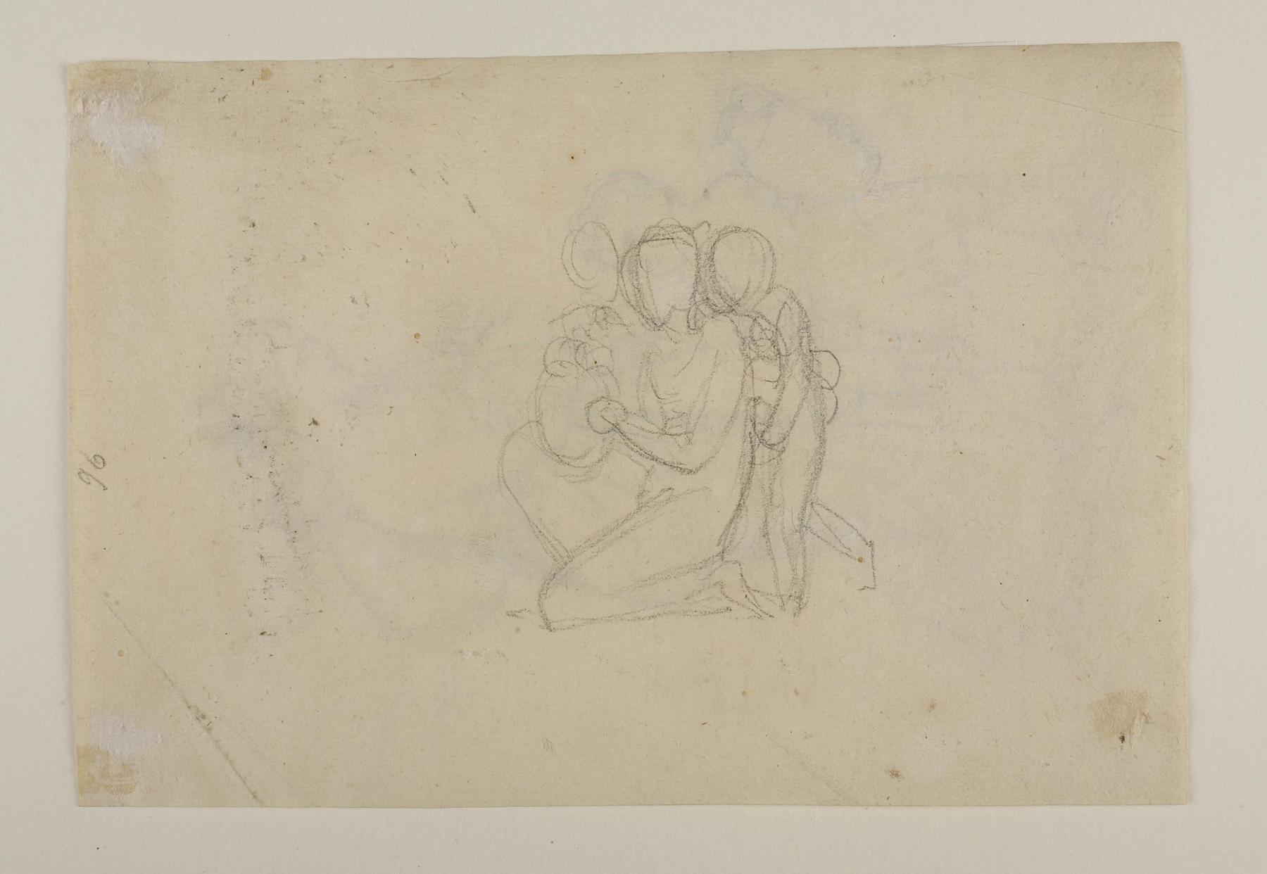 Kvinde der fletter en krans (skitse til Vor Frue Kirke?), C96v