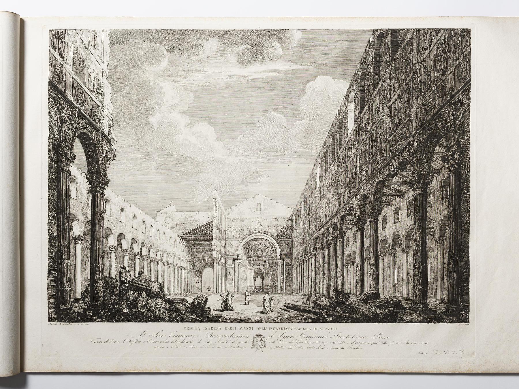 Interior view of the remains of the burnt Basilica of S. Paolo, E1050,4