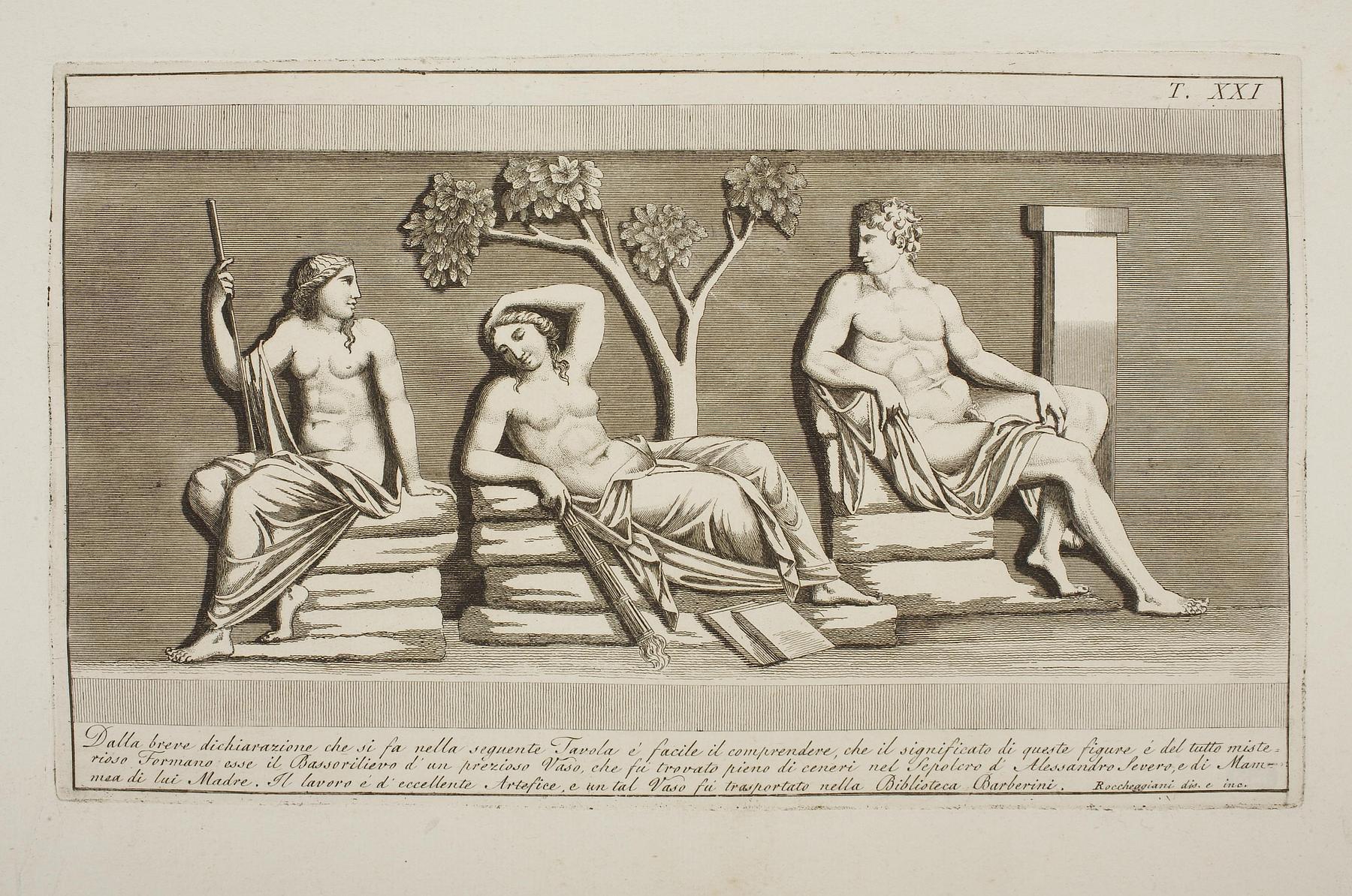Two Women and one Man Resting on Rocks under a Tree, E1506