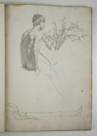 D1588,7 Male Model. Tree. Reclining Man in Charicature
