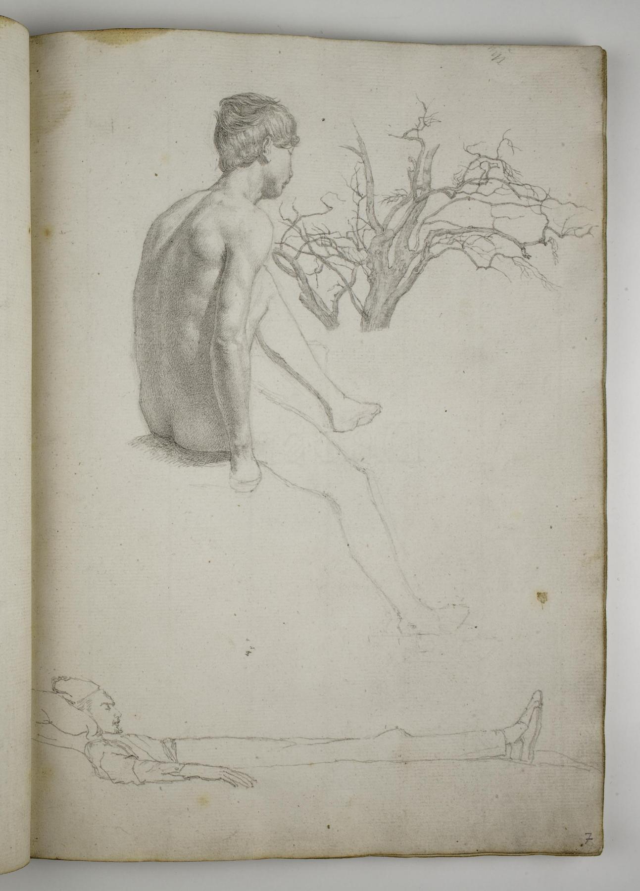Male Model. Tree. Reclining Man in Charicature, D1588,7