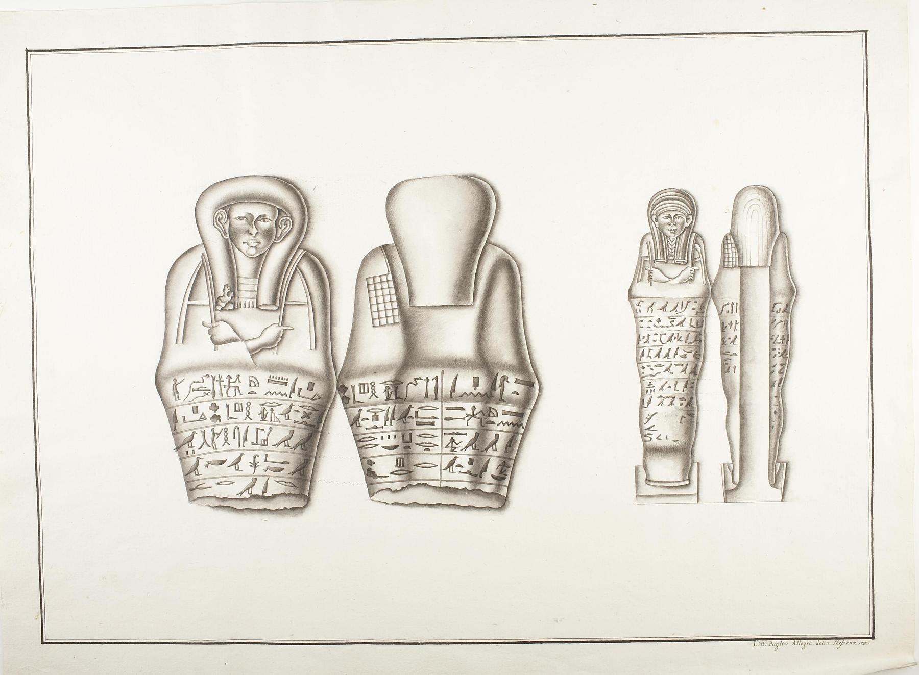 Mumiefigurer med hieroglyffer, D1204