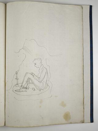 D1588,73 Young Figure Seated in a Cave(?)