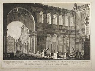 E346 Interior of the Church of San Paolo fuori le Mura immediately after the Fire of 1823