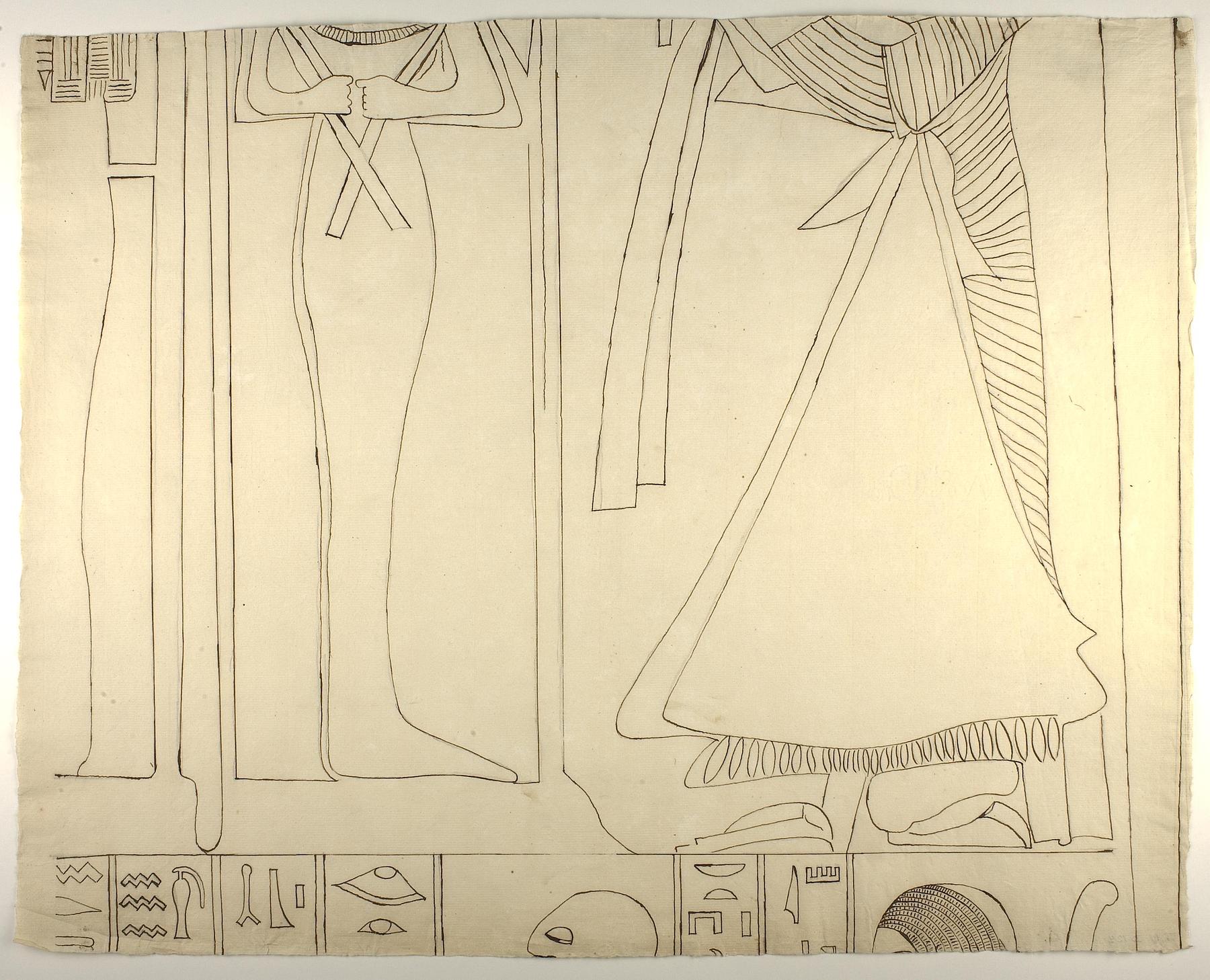 Motiv med figurer og hieroglyffer, midterste højre parti, D1214